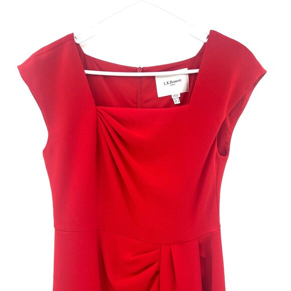 L.K.Bennett Red Ruched Side Short Dress Women's Size 6 - Picture 2 of 6
